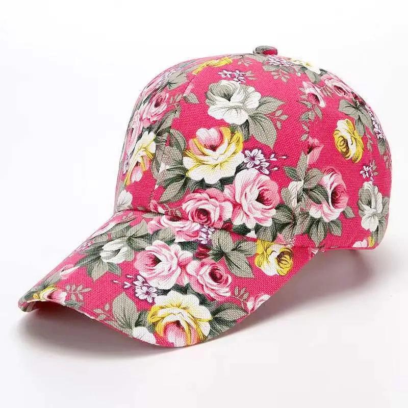 Fashion Women's Summer Cap Floral Print Trucker Hat Outdoor Streetwear Cap Female Baseball Cap With Flowers And Plants Design