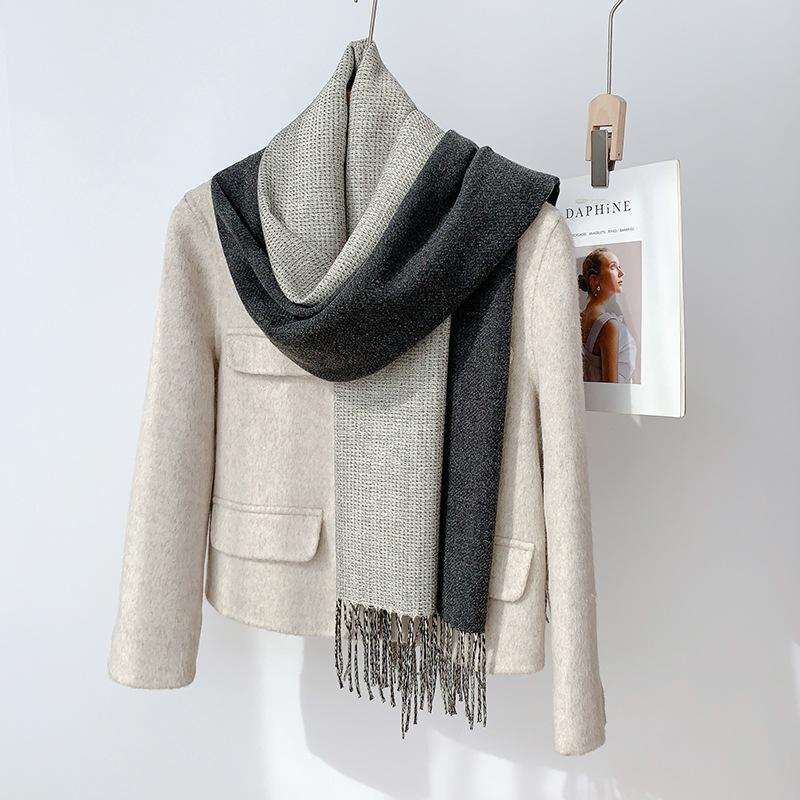 35 цветов 2024 осень и зима новый двухсторонний однотонный искусственный кашемировый кисточный платок утолщенный теплый шарф для мужчин и женщин