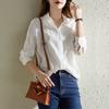 Cotton White Long Sleeved Shirt for Women In Spring Autumn Versatile Loose Stylish Design Niche Top