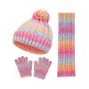 3Pcs/Set Kid Hat Scarf Gloves Set Rainbow Color Plush Ball Decor Knitted Hat Windproof Scarf Gloves Set Winter Accessories