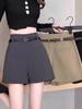 Women's High-Waist A-Line Black Suit Shorts - New 2025 Spring/Summer, Versatile Slimming Wide-Leg Casual Wear
