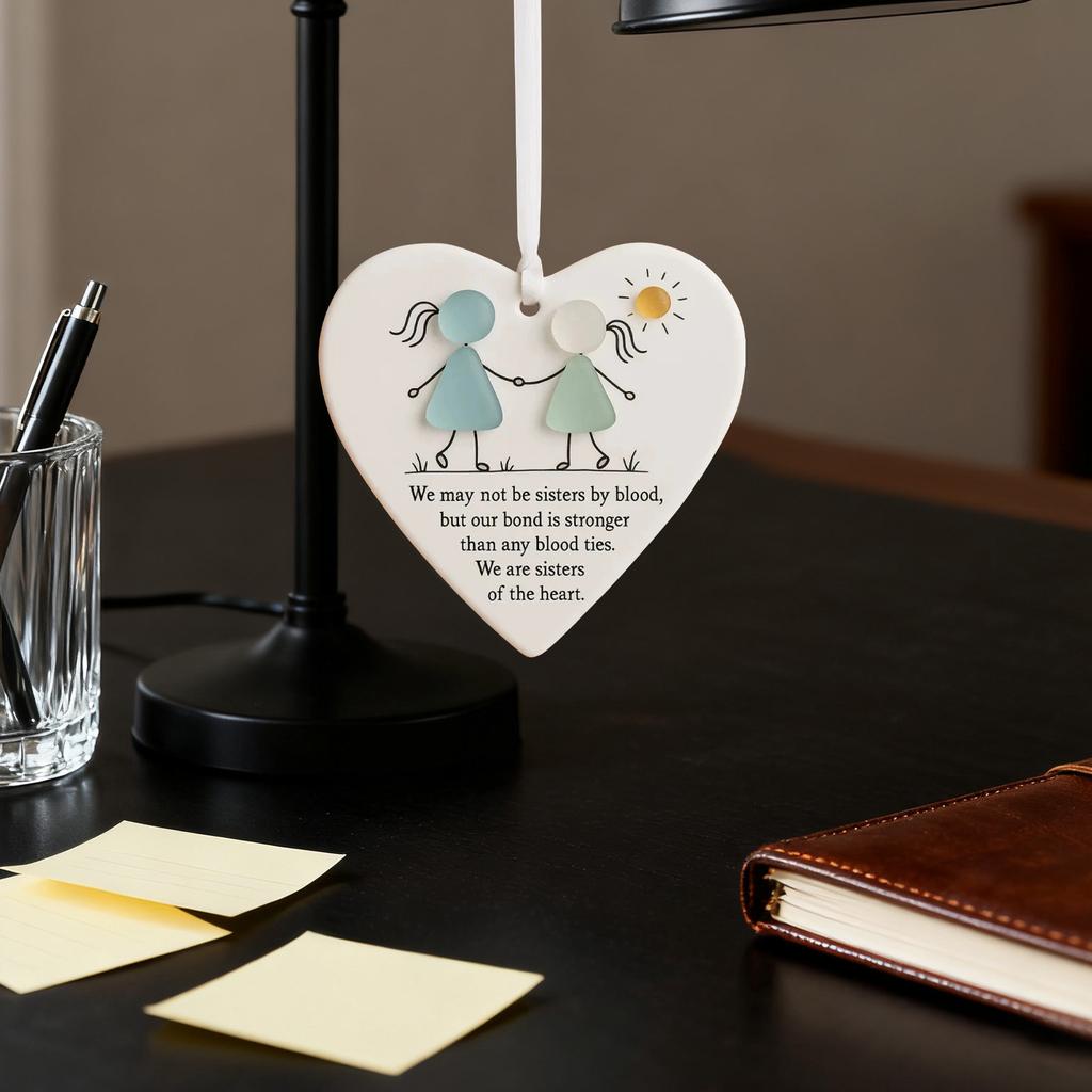 2d Acrylic Heart Shaped Sea Glass Friendship Decor,Friendship Heart Keepsake,Friendship Heart Ornament For Tree Hanging Ornaments,