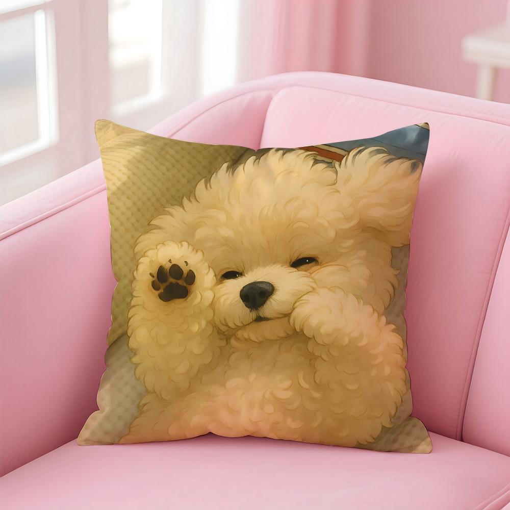 NICE CUTE Bichon Frise dog Cushion Cover Pillow Case Soft Friendly Fabric  Concealed Zipper