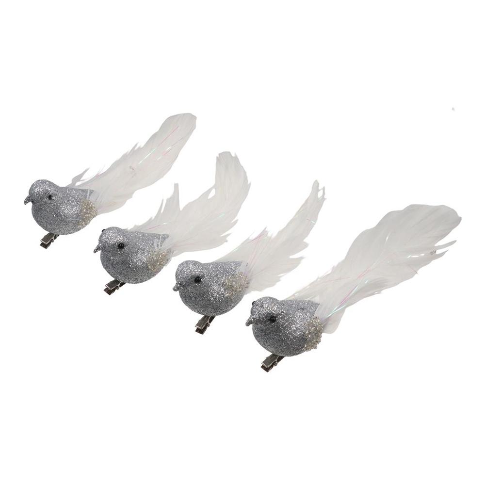 4 Pcs Handmade Simulation Bird With Clip Colorful Bird Ornaments Christmas Feather Bird Garden