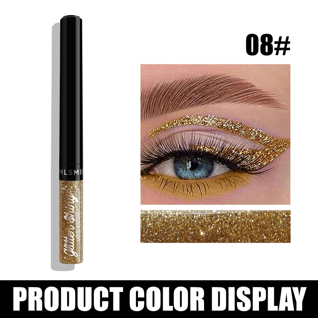 MLSMILE Pearlescent Liquid Eyeliner, Explosive Colorful Glitter Eye Shadow, Waterproof Non-smudge Eyeliner