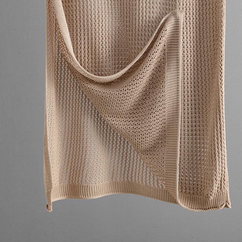 Summer Knitted Slim Hollow Sleeveless Vest Slit Half-body Skirt Two-piece Set