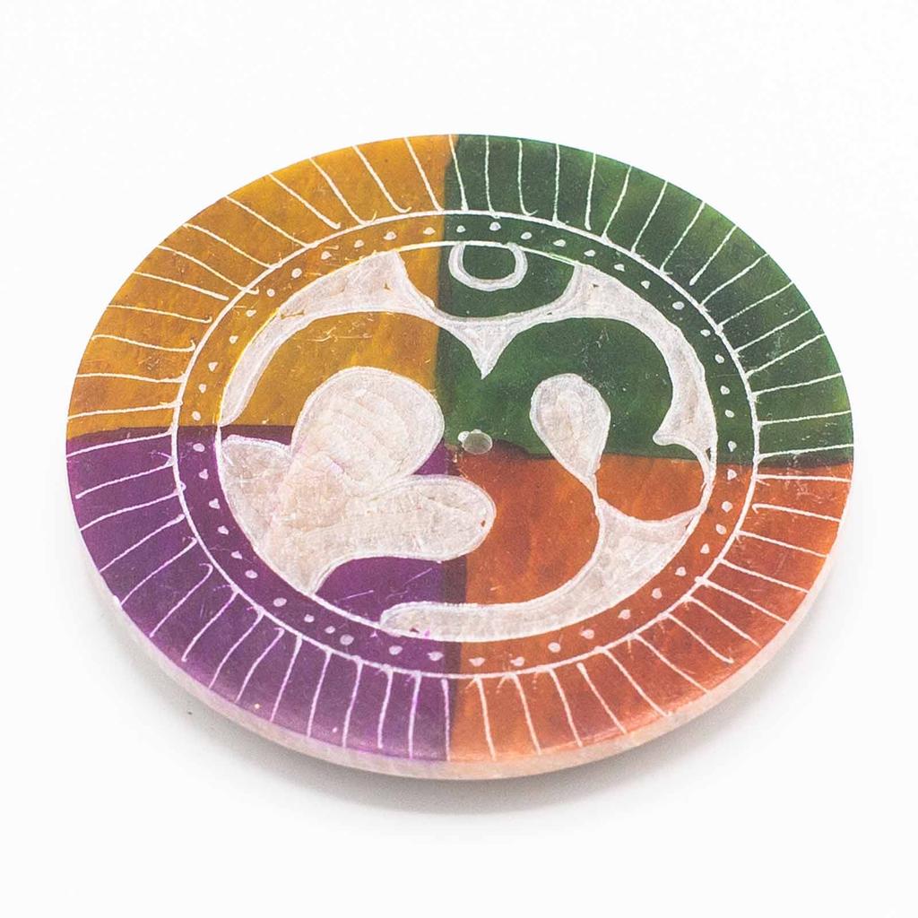 Incense Holder Soapstone Om Disc 8cm