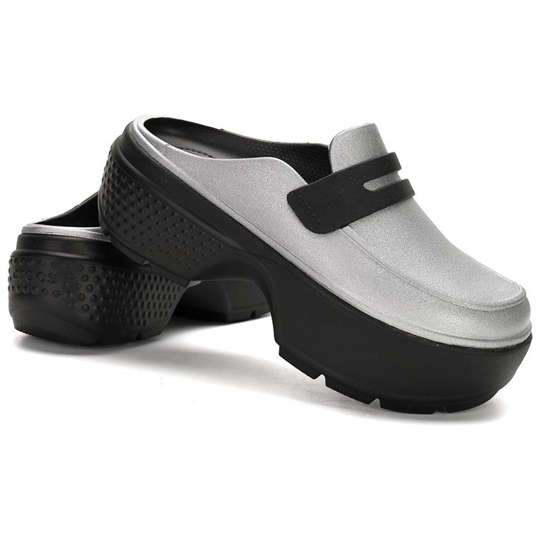 Crocs Stomp Loafer серебристо-черные кроссовки унисекс 210363-01V