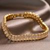Fashion Korean Style Rectangle Zirconia Tennis Bracelets for Women Luxury Gold Color Crystal Party Zircon