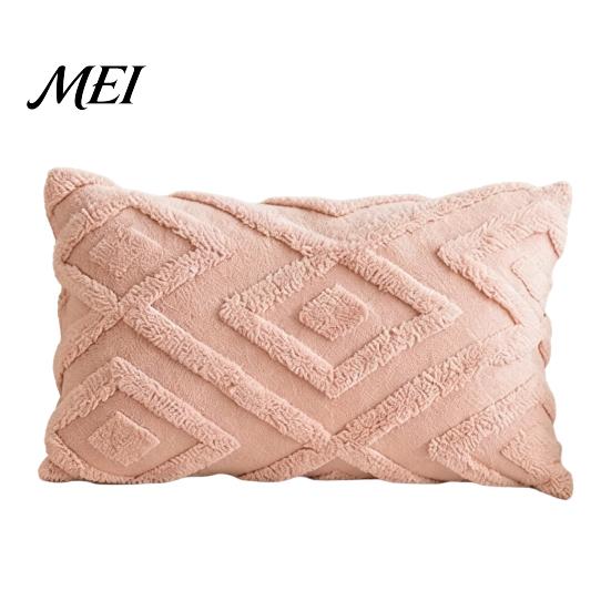 Lint Resistant Pillow Cover Rhombus Pattern Solid Color Pillowcase, Washable Throw Cover, Rectangle Square Pillowcase Cushion for Home Living