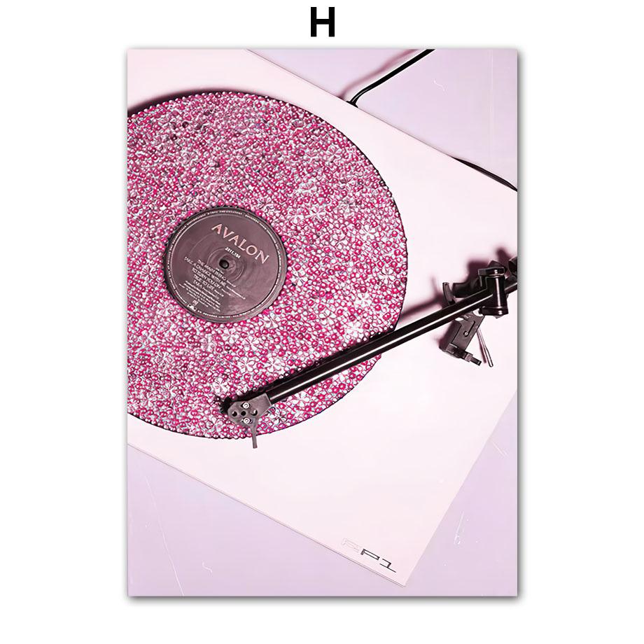 Настенный холст, постер, розовый блестящий плакат, поцелуй, девушка, собака, кошка, винтажный автомобиль, декор для гостиной, печать, картина, домашняя спальня