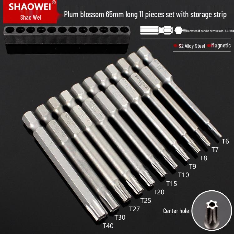 Магнитная 50-мм отвертка-звездочка и набор шестигранных бит для электродрелей