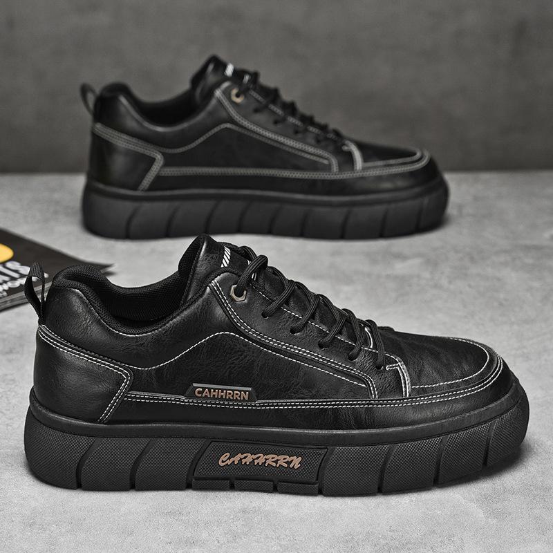 Men's Shoes Spring New Breathable Waterproof and Non-slip Shoes Men's Trend Versatile Black Leather Shoes Casual Sports Board Shoes Men's