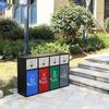 Commercial Four-Compartment Galvanized Recycling Bin