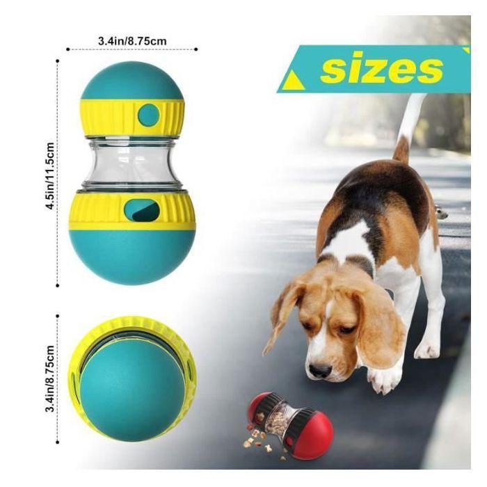 Jouet interactif pour chien - distributeur de croquettes réglable jaune, balle friandise anti-ennui Heerico