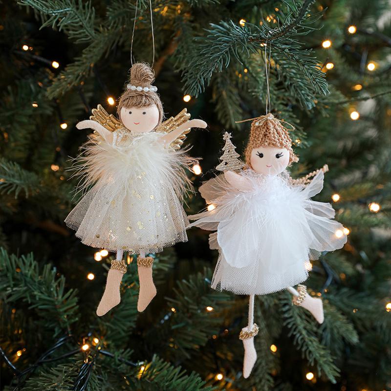 1PC Angel Girl Romantic Christmas Gift Pendant Creativity Plush Doll Decoration Cute Mesh Ornament