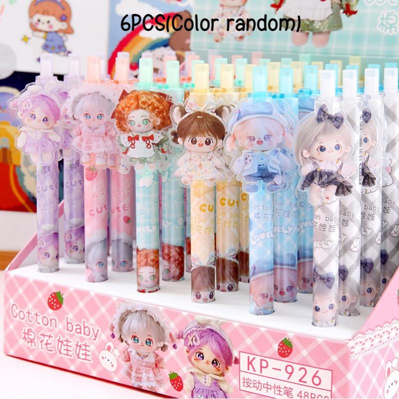 48-piece Box Of 0.5mm Cartoon Cotton Doll Sticky Push Pens Great For Students And Girls 926)