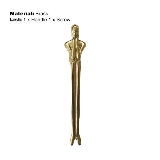 Door Handle Thinker-shaped High Hardness Fine Polishing Brass Drawer Cupboard Door Pull Handle for Home