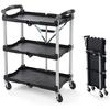 Yumcute Folding Tool Cart, 3 Tiers with Casters, 90kg Weight Capacity, Lightweight, Large Tool Cart, Kitchen Cart, Workbench, Cart, Rack, Cleaning Too