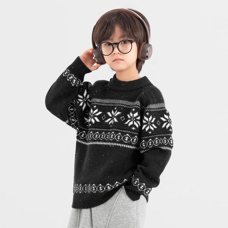 Boys' Winter Fair Isle Snowflake Round Neck Sweater