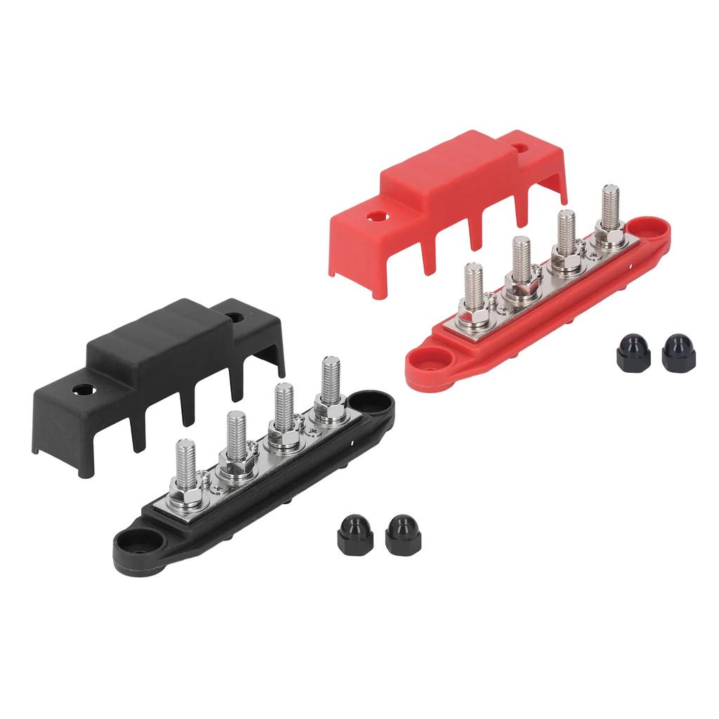 DC 12V-48V 250A Клеммная шина Распределительный блок питания аккумулятора с крышкой Винт M8 4 для автомобиля, лодки, дома на колесах, грузовика 2 шт.