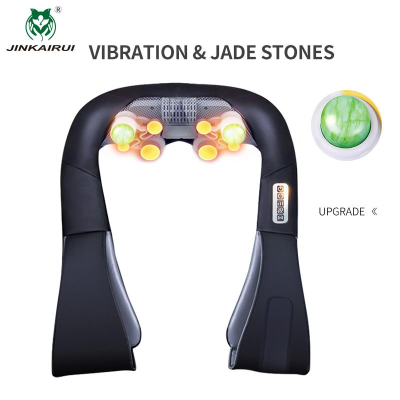 JINKAIRUI Беспроводной электрический массажер шиацу для спины, шеи, плеч, тела, нефритовый массаж, инфракрасный нагрев, массажер для разминания, подушка, облегчение боли