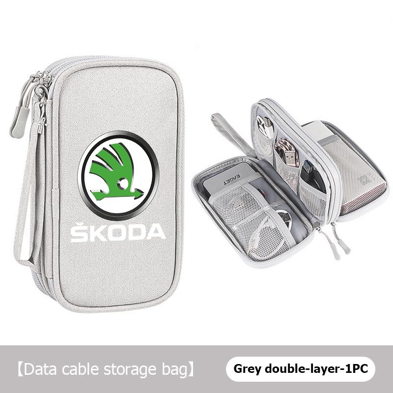 Travel Portable Digital Accessories Storage Bag Organizer For Skoda Kamiq Karoq Octavia 2 3 Rapid Scala Kami Fabia VII VRS RD4