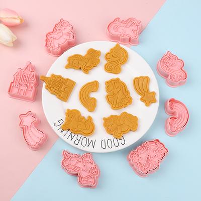 8 шт./кор. Мультяшные формочки для печенья «Единорог» Пластиковые 3D формочки-штампы для печенья Инструменты для выпечки кондитерских изделий для вечеринки по случаю дня рождения Кухонные аксессуары