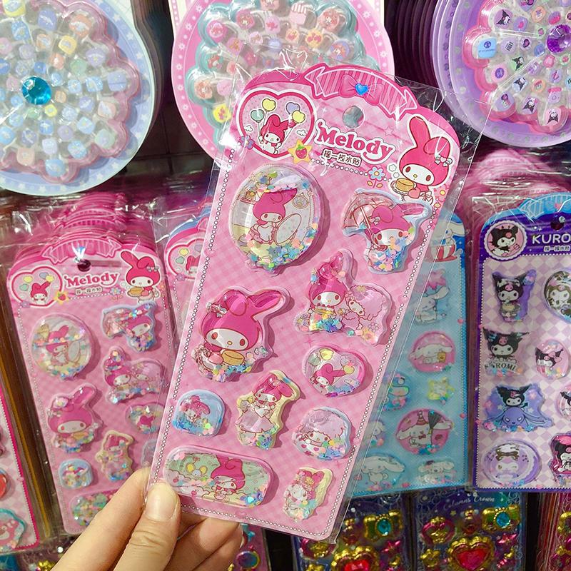 6Sheets DIY Sanrio 3D Shake Sticker Cute Anime Kawaii Notebook Album Diary Handbook Decorationfor Student Stationery Kids Toy