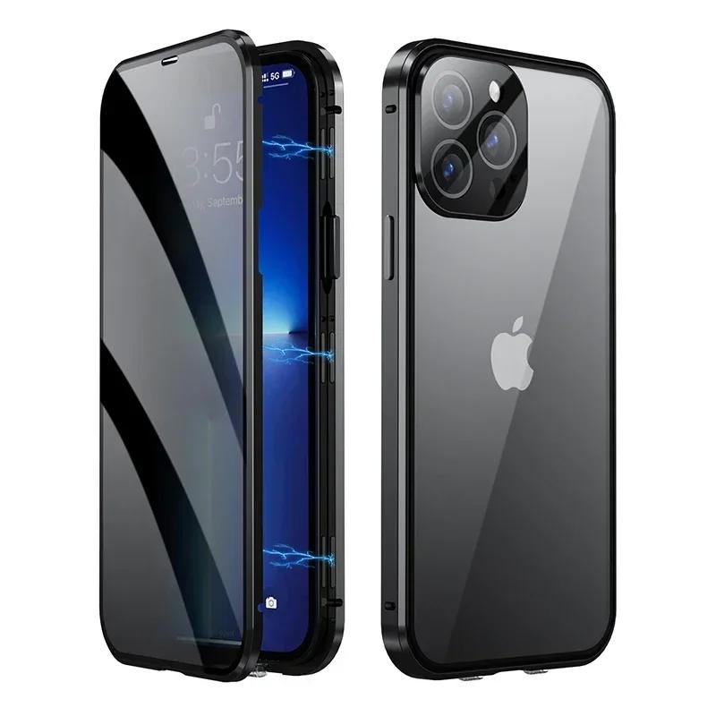 Чехол-бампер 360° с защитой от падений и конфиденциальным стеклом для iPhone 12-17 Pro Max