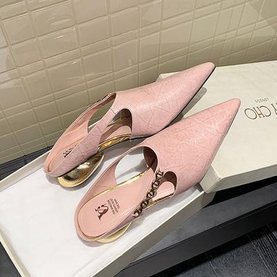 2025 лето новый элегантный темперамент острый носок боковой воздух дышащие тапочки женская обувь полу-шлепанцы прохладные тапочки женские одинарные туфли