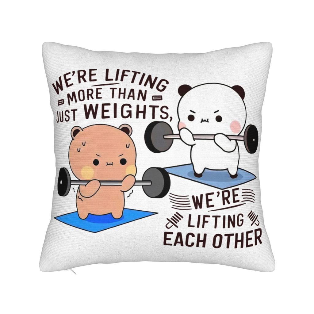 I Love You Bear and Panda Bubu Dudu Bear Pillowcase Soft Fabric Cushion Cover Gift  Pillow Case Cover Home Zipper Xcm