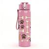 1PC Paw Bone Dog Print Pattern 750ml Color Plastic Sports Water Bottle Leakproof Flip Straw Lid Suitable for Sports Office Home Use