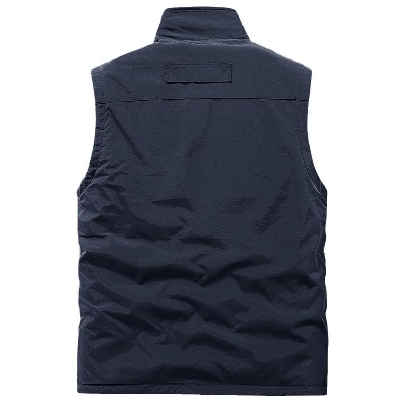 Autumn and Winter Men's Vest Outdoor Multi-pocket Stand-up Collar Casual All-match Loose Warm Double-sided Wear