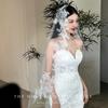 Ретро кружево длинная ниспадающая фата Картина маслом Свадебная фотография Фотография и макияж Стиль Головные уборы
