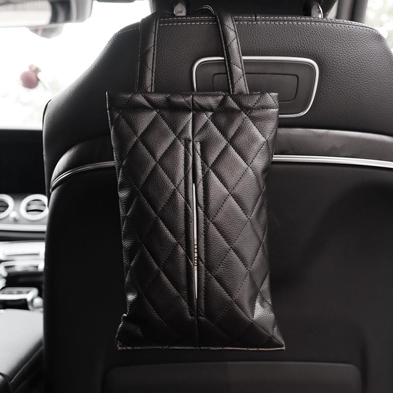 Cute Cartoon Panda Doll Car Tissue Box Seat Headrest Leather Paper Tower Holder Auto Interior Organizer Styling Car Accessories