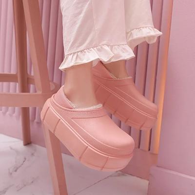 Модные модные мягкие женские тапочки теплые плюшевые водонепроницаемые тапочки на платформе сплошные шлепанцы обувь для спальни домашняя обувь на толстой подошве Zapatillas De Mujer