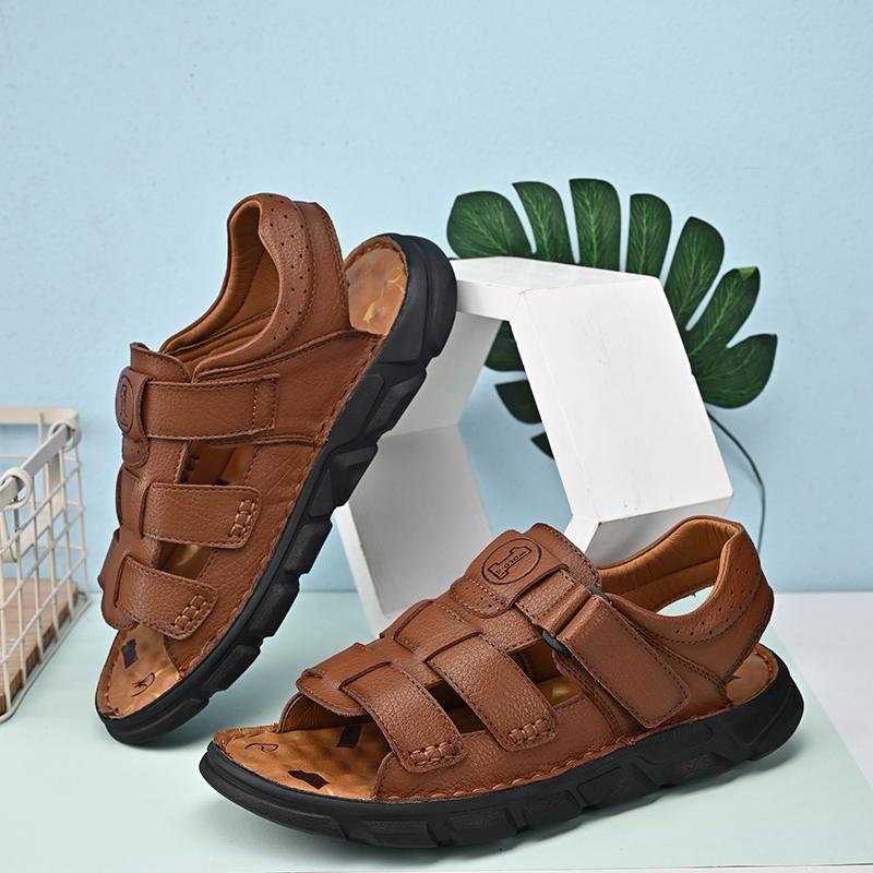 Open-toe Summer Mens Casual Shoes Comfy Leather Quick Dry Sandals Outdoor Sports Male Beach Footwear New Design Leisure Sandals