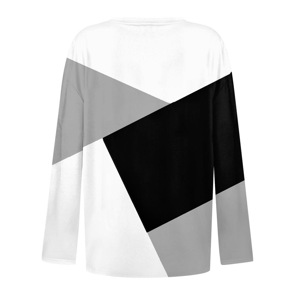 Женская модная повседневная футболка с V-образным вырезом и длинным рукавом, с принтом, с декоративными пуговицами