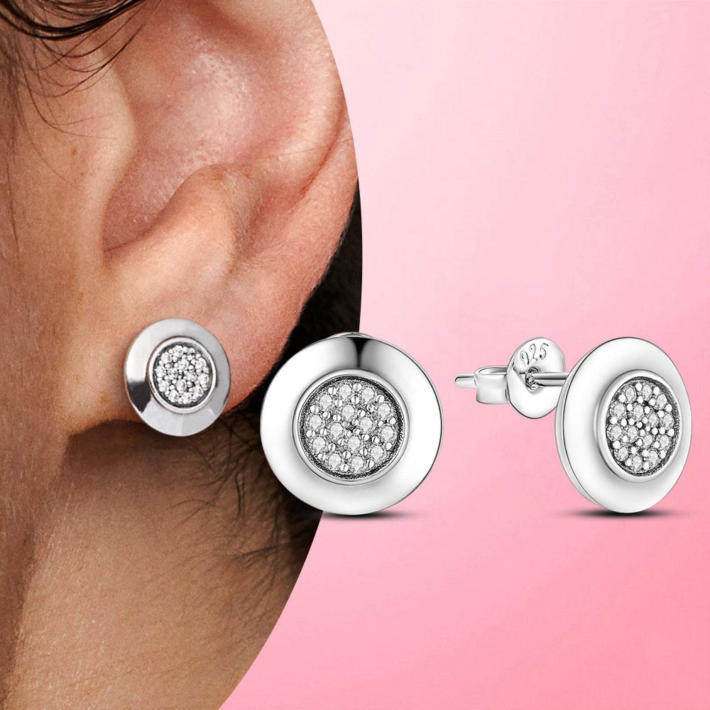 Женские серьги-гвоздики из серебра 925 пробы с кубическим цирконом в форме сердца, круглые серьги-гвоздики с цветком ромашки для женщин, оригинальные модные ювелирные изделия 925 пробы