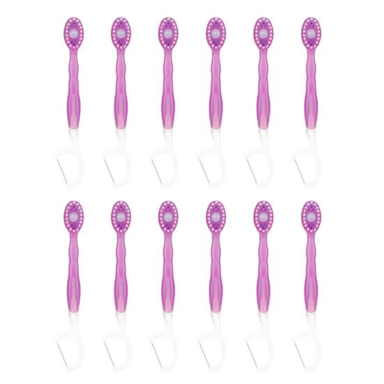 12 шт одноразовая зубная щетка с зубной пастой и нитью скребок для языка портативный дорожный для взрослых