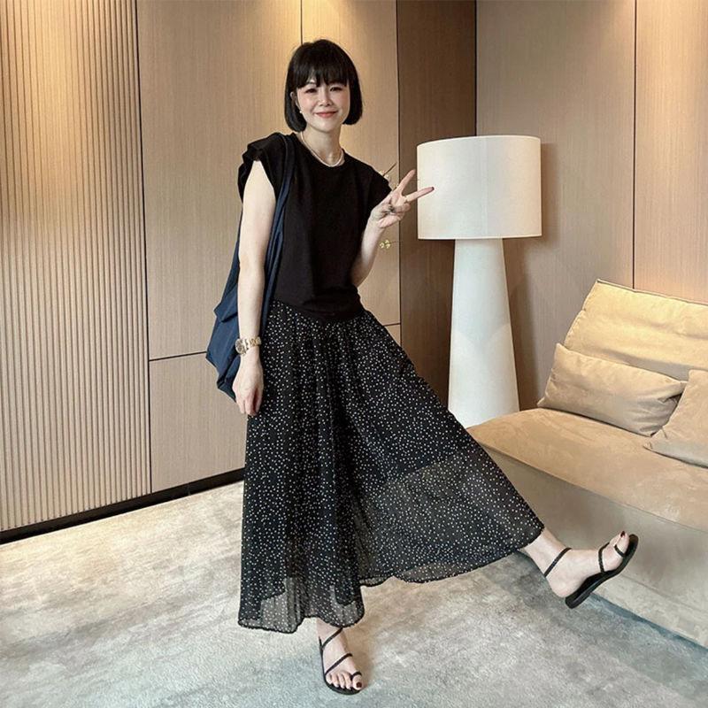 Шифоновые кюлоты в горошек для женской летней моды элегантные брюки