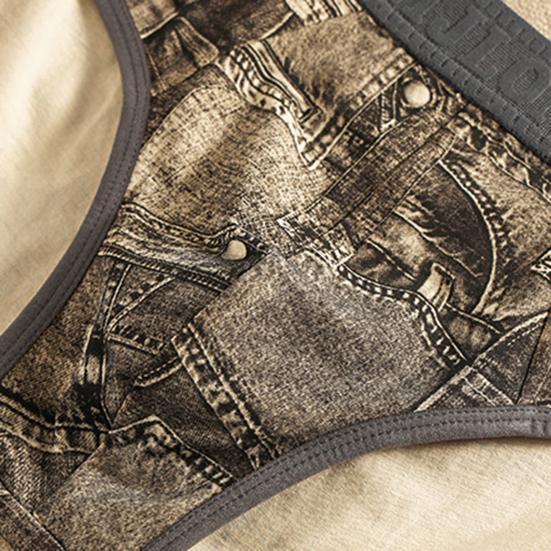 Мужские трусы с отдельными карманами, имитация джинсов, принт, удобная посадка, высокая эластичность, повседневная одежда