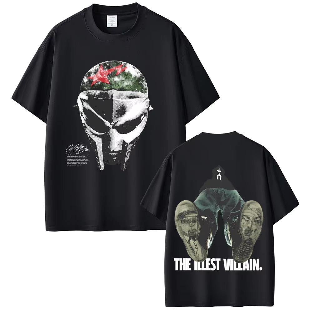 Футболки с принтом Mf Doom Madvillainy The Illest Villains (двусторонний) Мужские Женские Хип-хоп Мода Поп-музыка Футболка...