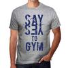 Мужская винтажная футболка Футболка с рисунком Say Yes to Gym Grey Marl