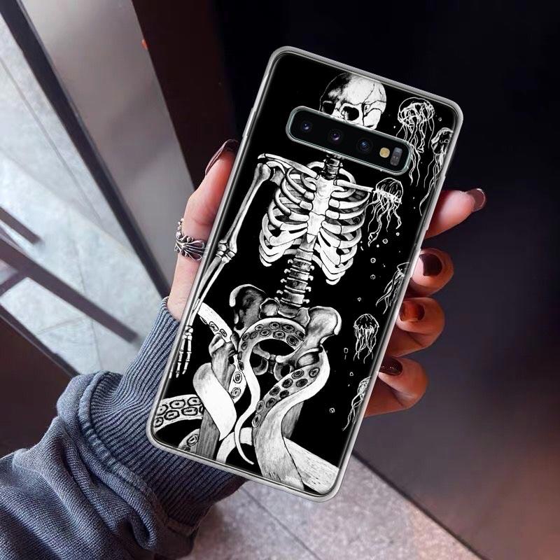 Gothic Fashion Skull Phone Case For Samsung Galaxy S26 S25 Edge S24 S23 Ultra S22 Plus S21 S20 FE Soft TPU Back Cover Funda Gala