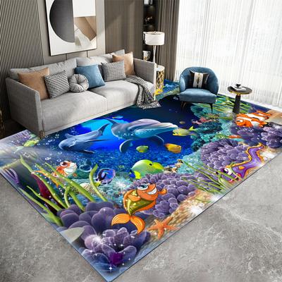 3D Морские животные Подводный мир Красочный ковер Машинная стирка Ковер Идеально подходит для Спальни, Гостиной, Кухонный коврик