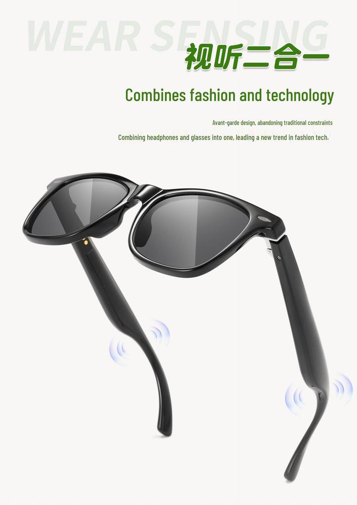 AI Smart Bluetooth Music & Call Glasses with Auto On/Off & Metal Hinges