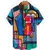Summer 3d Graffiti Oil Painting Printed Shirt Men Fashion Streetwear Hawaiian Beach Casual Lapel Plus Size Shirt