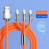 VAORLO Металлический USB-кабель для передачи данных 120 Вт, 6 А, 3 в 1, супер зарядка, быстрая зарядка для Micro Type-C, с подсветкой, передача 480 Мбит/с